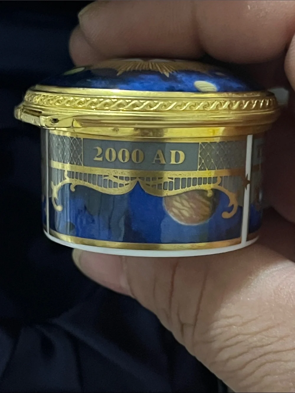 Royal Worcester Blue and Gold Decorative Compact Box